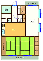 エステート谷山C 2LDKの間取図画像
