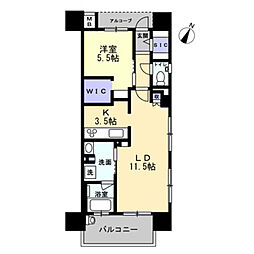 AlphaStatesHiranocho2 1LDKの間取図画像