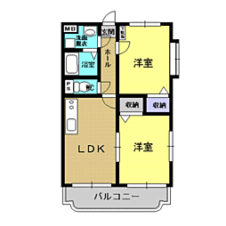 コンフォートK 2DKの間取図画像