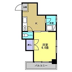 池之上ビル 1Kの間取図画像