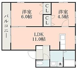 コンフォールK 2LDKの間取図画像