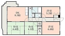 グランドゥールMARI 4DKの間取図画像