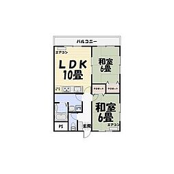 ベイサイドマンション 2LDKの間取図画像