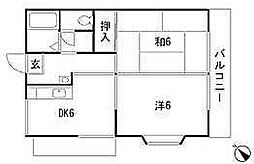 スカイパレスTABATA 2DKの間取図画像