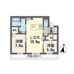 シャーメゾン春日町 2LDKの間取図画像