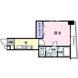 フォルシュ加治屋 1Kの間取図画像