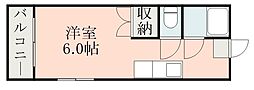 宇宿リバーハイツ ワンルームの間取図画像