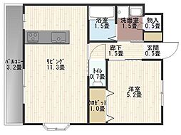 コンピース宮内 1LDKの間取図画像