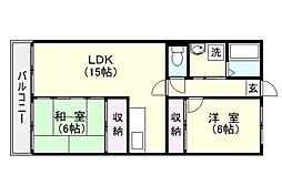 レジデンス東谷山 2LDKの間取図画像