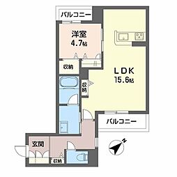 鹿児島市鴨池1丁目マンション 1LDKの間取図画像