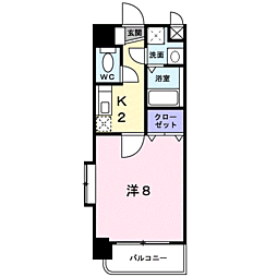 グラン・ビュー高麗 1Kの間取図画像
