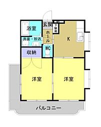 ラフォーレFukumoto ワンルームの間取図画像