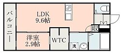 LANDMARK南郡元 1LDKの間取図画像