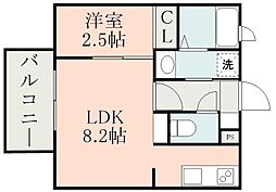 LANDMARK城西本通 1LDKの間取図画像