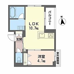 鹿児島市武1丁目マンション 1LDKの間取図画像