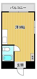 第8トーカンマンション白雲 ワンルームの間取図画像
