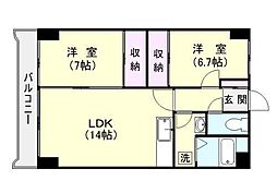 パークヒル 2LDKの間取図画像