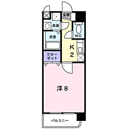 グラン・ビュー高麗 1Kの間取図画像