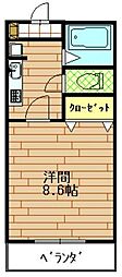 グランドゥール木元 1Kの間取図画像