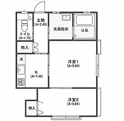 コーポK 2Kの間取図画像