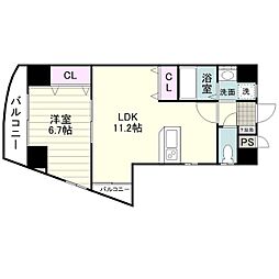 シンフォニア草牟田 1LDKの間取図画像