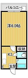 ロゼーヌ鴨池 1Kの間取図画像