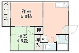 東郷ハイツ 2Kの間取図画像