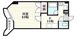 ユメサトビル 1Kの間取図画像