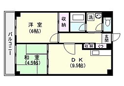 田原ビル 2DKの間取図画像