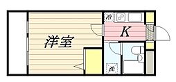 メゾンド城西 ワンルームの間取図画像