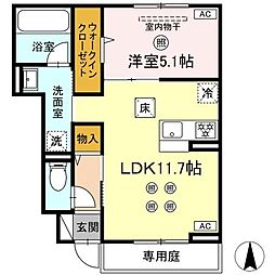 鹿児島市上福元町アパート 1LDKの間取図画像