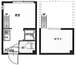 JR山手線 新大久保駅 徒歩10分の賃貸アパート 1階ワンルームの間取り