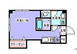 東京メトロ東西線 門前仲町駅 徒歩8分の賃貸マンション 4階ワンルームの間取り