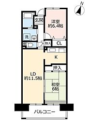 UR都市機構シーサイドももちセンターステージ1号棟 2LDKの間取図画像