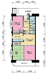 UR都市機構アーベイン東那珂 3DKの間取図画像