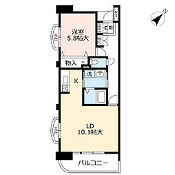 UR都市機構アーベイン東那珂 1LDKの間取図画像