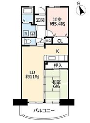 アーベインルネス貝塚4号棟 2LDKの間取図画像