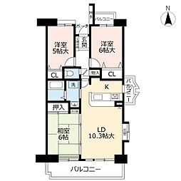 アーベインルネス貝塚3号棟 3LDKの間取図画像