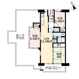 UR都市機構アーベインビオ春日2号棟 3LDKの間取図画像