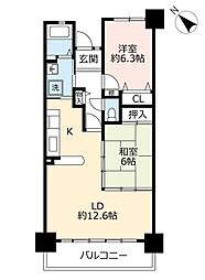 UR都市機構アーベインビオ春日6号棟 2LDKの間取図画像