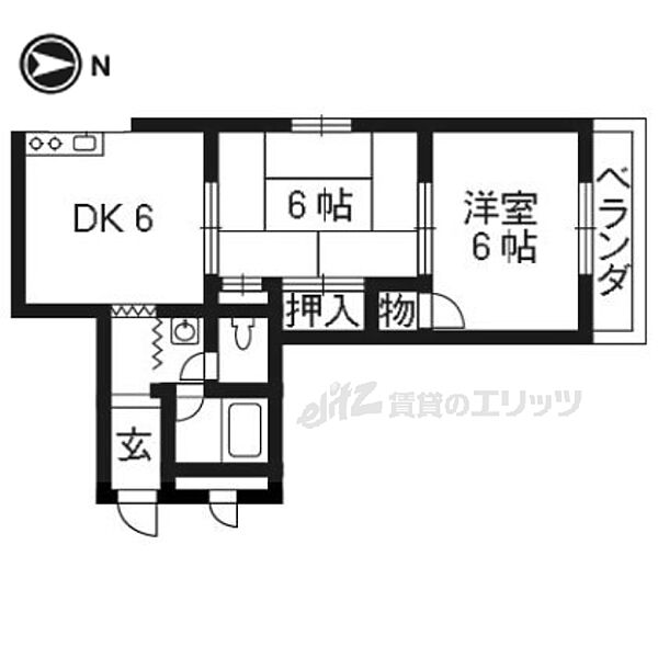 パールハイツ樟葉 302｜大阪府枚方市南楠葉１丁目(賃貸マンション2DK・3階・35.00㎡)の写真 その2