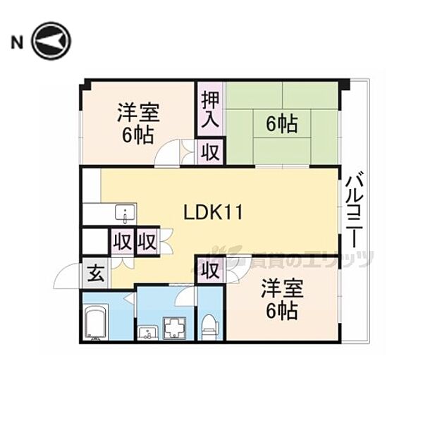 矢追マンション 503｜奈良県天理市田井庄町(賃貸マンション3LDK・5階・64.80㎡)の写真 その2