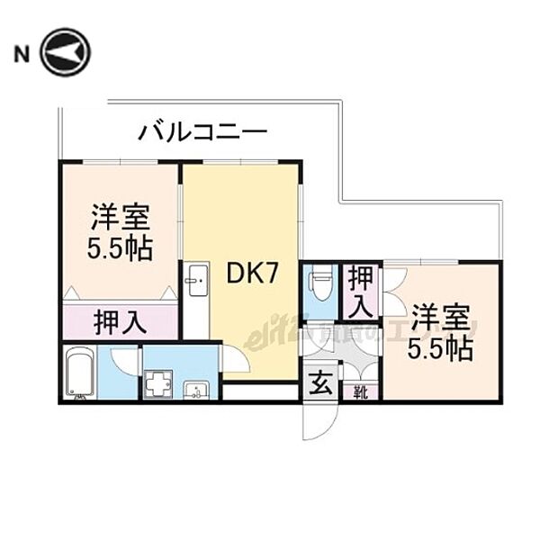 二条大路ビル 801｜奈良県奈良市二条大路南1丁目(賃貸マンション2DK・8階・39.94㎡)の写真 その2