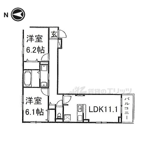 東神田町アパートＷＥＳＴ 302｜大阪府寝屋川市東神田町(賃貸アパート2LDK・3階・58.24㎡)の写真 その2