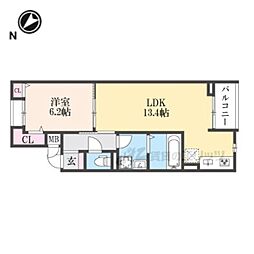 JR片町線(学研都市線) 寝屋川公園駅 徒歩7分の賃貸アパート 2階1LDKの間取り