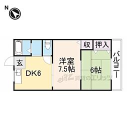 プレアール南住吉 2DKの間取図画像