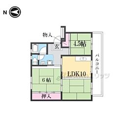 UR都市機構寝屋川団地C-29棟 2LDKの間取図画像