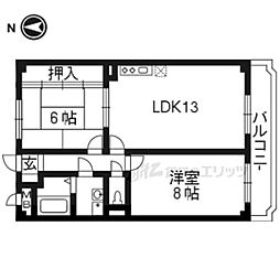 ディアコート津田 2LDKの間取図画像