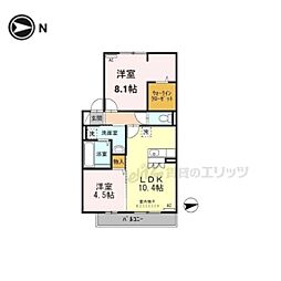 グランドゥール畷 2LDKの間取図画像