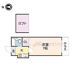 ショウロ御殿山 1Kの間取図画像